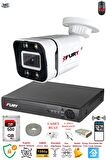 FURY 1 Kameralı Full Hd Gece Renkli - Su Geçirmez Ultra Led Güvenlik Kamerası Seti 500GB