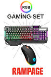 Rampage Kb-R46 Carisma Rainbow Aydınlatmalı Usb Gaming Combo Q Gaming Klavye Lumos Makrolu 6400 Dpi Mouse