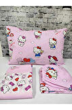 Tek Kişilik Hello Kitty Yorgan Kılıfı 1 Adet Yastık Kılıfı