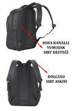Case Club 2114 Büyük Boy 17 inç Laptop Bölmeli Sırt Çantası Darbe Emici Koruma Su Geçirmez Kumaş