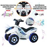 Uj Toys Müzikli ve Led Işıklı Akülü Atv 6V Ranger-Beyaz Polis