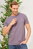 Erkek Bisiklet Yaka Slim Fit Basic Tişört Antrasit