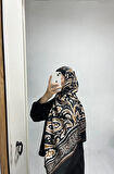 Aminenesil Etnik Desen Hardal Siyah Renk Soft Pamuk Şal