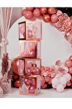 Kenarları Rosegold Kutu Şeffaf Kutu Rosegold Baby Yazılı Harf 25 Cm