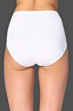 Kadın Beyaz 6'lı Paket Pamuklu Ribana Bato Külot