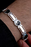 Erkek Gümüş Bileklik - 925 Ayar Yin Yang Model Gümüş Bileklik