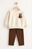 ERKEK ÇOCUK ÇİZGİLİ ALT - ÜST TAKIM PAMUKLU EŞOFMAN TAKIMI 