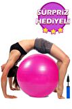 Pilates Topu Seti Pembe 65 Cm Deluxe Yoga Plates Egzersiz Topu Ball Şişirme Pompası Seti