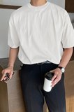 Erkek Oversize Tişört Pamuk Kumaş Bisiklet Yaka Rahat Kalıp T-shirt