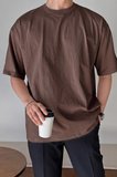 Erkek Oversize Tişört Pamuk Kumaş Bisiklet Yaka Rahat Kalıp T-shirt
