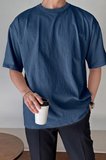 Erkek Oversize Tişört Pamuk Kumaş Bisiklet Yaka Rahat Kalıp T-shirt