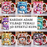 3D Puf Efektli Basklı Kupa Yeni Yıl Kardan Adam Tasarımı