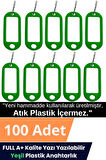 Plastik Anahtarlık Etiket Kimlik Isimlik Yazı Yazmalık Emlakçı Anahtarlığı Yeşil Renkli 100 Adet