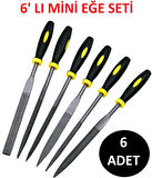 Mini Eğe Seti Çelik Törpü Takımı 6 Parça Ahşap Set Üçgen Kare Düz Yuvarlak Çok Amaçlı Hobi Set