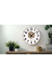 Çiçek desenli Dekoratif Türkçe Rakamlı UV Baskılı Duvar Saati (Sessiz) Akar Mekanizma Metal Akrep