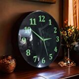 Fosforlu Gece Parlayan Salon Duvar Saati 35 cm 4 Adet Bez Çanta Hediyeli B4