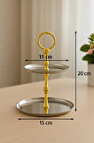 2 Katlı Yuvarlak Paslanmaz Çelik Sunumluk,Kurabiyelik,Makaronluk,Söz,Nişan Masa Aksesuarı,Çeyizlik