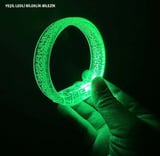 Yeşil Led Işıklı Baskı Yapılabilen Pilli Bileklik Bilezik 1,5 cm Genişlik (5224)