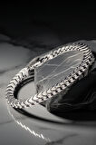 Erkek Gümüş Bileklik - Kalın Yassı Snake Parlak Model Erkek Künye