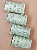 Gümüş Yaldızlı Vintage Washi Tape Bant Yapışkanlı Maskeleme Kağıdı 6 lı - Kelebek Ananas