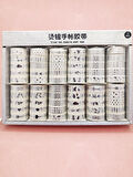 Gümüş Yaldızlı Vintage Washi Tape Bant Yapışkanlı Maskeleme Kağıdı 6 lı - Kelebek Ananas