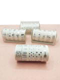Gümüş Yaldızlı Vintage Washi Tape Bant Yapışkanlı Maskeleme Kağıdı 6 lı - Üçgen Kalp Ok