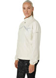 2012C862-200LITE-SHOW JACKET Bej Kadın Hakim Yaka  Regular Fit Desenli Zip Ceket
