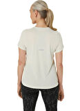 2012C938-200LITE-SHOW SS TOP Bej Kadın Bisiklet Yaka Regular Fit Baskılı T-Shirt