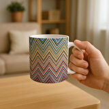 Soft Renkli Zikzak Desenli Kupa Bardak