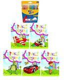 3-6 Yaş Zevkli Boyama Kitapları 5 li +Bic Kids 12 li Keçeli Boya