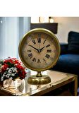 Eskitme Gold Metal Ofis Salon Otel Masa Saati 25*20 cm V1
