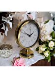Altın Gold Renkli Metal Ofis Salon Otel Masa Saati 25*20 cm G5