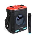 EL MİKROFONU+USB+SD+BT 30 WATT IŞIKLI TAŞINABİLİR ŞARJLI SEYYAR ANFİ