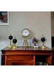 Gold Metal Ofis Salon Otel Ayaklı Masa Saati 45 Cm M30