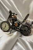 Motor Metal Saat El Yapımı Biblo Kalemlik Motosiklet