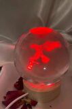 3D Led Işık Cam Küre Çok Işıklı Ahşap Kartal Kara Kartal Büyük Boy 8cm