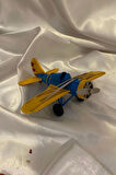 Metal Uçak Dekoratif Maket El Yapımı Oyuncak Teyyare Planör Sarı Lacivert Fenerbahçe Sarı Kanarya