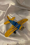 Metal Uçak Dekoratif Maket El Yapımı Oyuncak Teyyare Planör Sarı Lacivert Fenerbahçe Sarı Kanarya