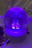 3D Led Işık Cam Küre Kristal Küre Fantezi Dekoru Gece Lambası Çok Işıklı Ahşap Öpüşen 6 cm