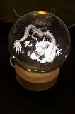 Dragon Ejderha 3D Led Işık Cam Küre Tek Renk Gece Lambası Feng Shui 8 cm Mega Boy Koruyucu