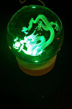 Dragon Ejderha 3D Led Işık Cam Küre Çok Renk Gece Lambası Feng Shui 8 cm Mega Boy Koruyucu