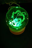 Dragon Ejderha 3D Led Işık Cam Küre Çok Renk Gece Lambası Feng Shui 8 cm Mega Boy Koruyucu