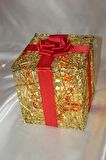 Noel Led Işıklı Hediye Kutusu Paketi Yılbaşı Gold 15*15*15