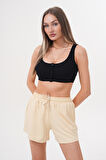Kadın Modal Şort Beli Lastikli Cepli Şort MODAL-ŞORT