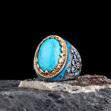 925 Ayar Erkek Mineli Mikro Taş İşlemeli Gümüş Yüzük