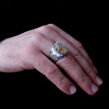 925 Ayar Erkek Mikro Taş İşlemeli Mineli Gümüş Yüzük