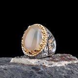 925 Ayar Bronz Motifli Erkek Gümüş Yüzük