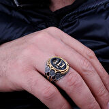  Erkek 925 Ayar Gümüş Yüzük – Muhammed Resulullah Siyah Yazılı Taş