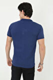 Erkek Yakalı Slim Fit Pike Çizgili T-Shirt - Mavi