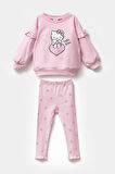 Hello Kitty Uzun Kollu %100 Pamuk Alt Üst Kız Çocuk İkili Taytlı Takım 2-5 Yaş